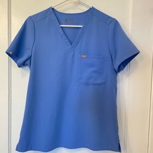 Figs Catarina One-Pocket Scrub Top Ceil Blue Small